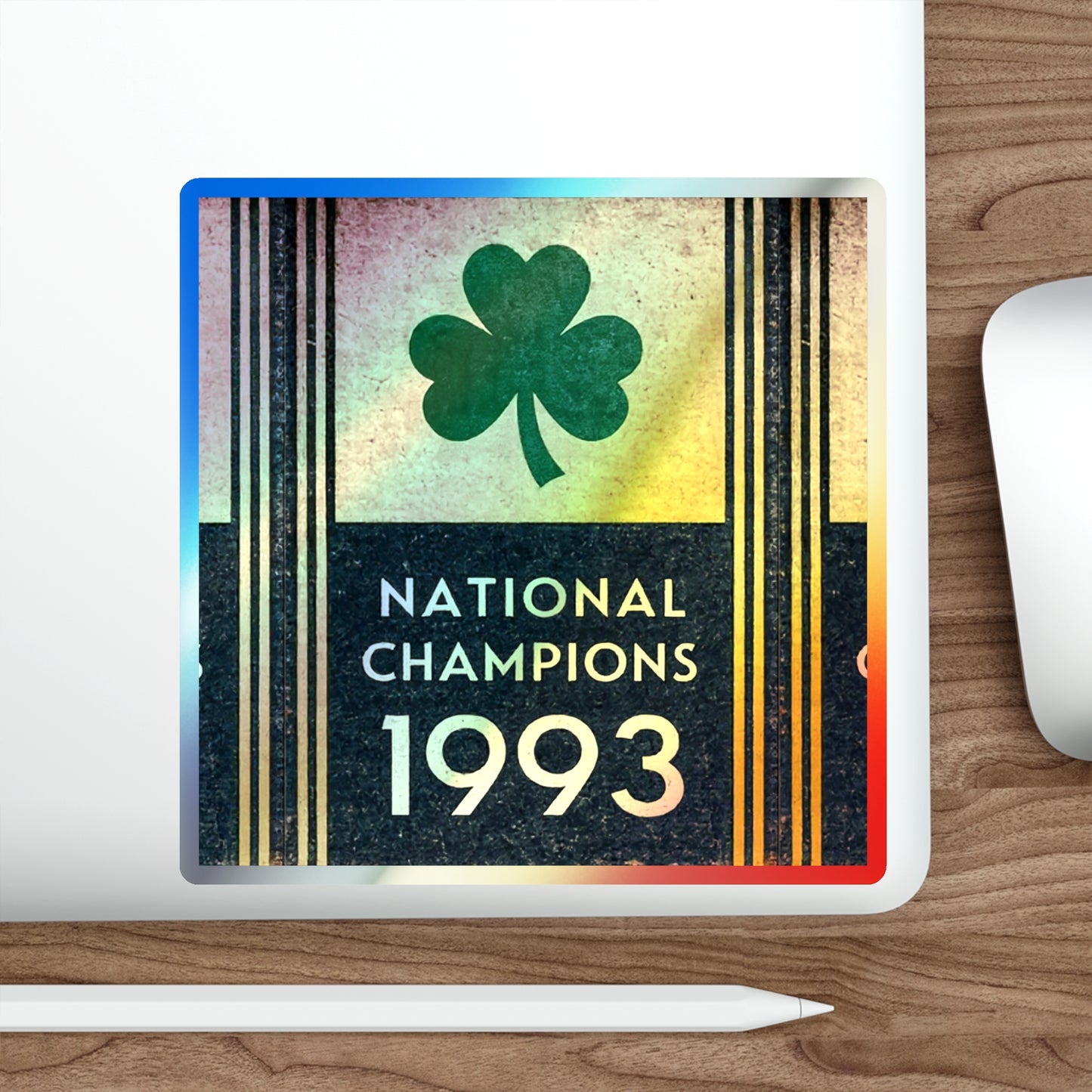1993 National Champions - Shamrock Design - Holographic die cut sticker