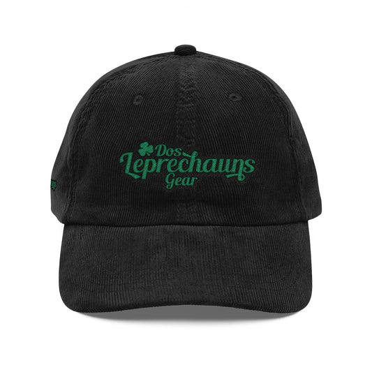Embroidered Vintage Dos Leprechauns Corduroy Cap