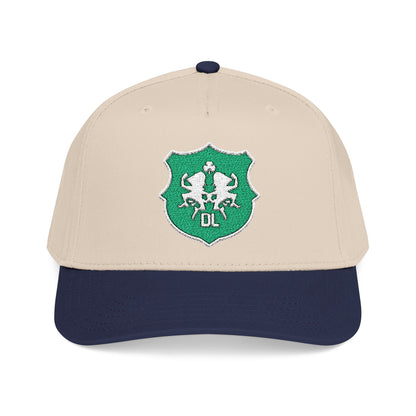 Sparkling Green Shield Baseball Cap — Sequin Crest Mid-Profile Hat