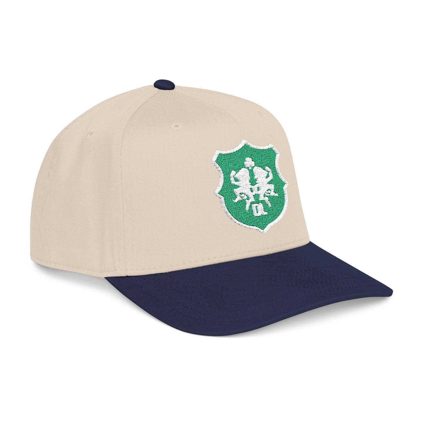 Sparkling Green Shield Baseball Cap — Sequin Crest Mid-Profile Hat