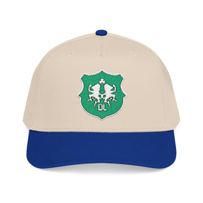 Sparkling Green Shield Baseball Cap — Sequin Crest Mid-Profile Hat