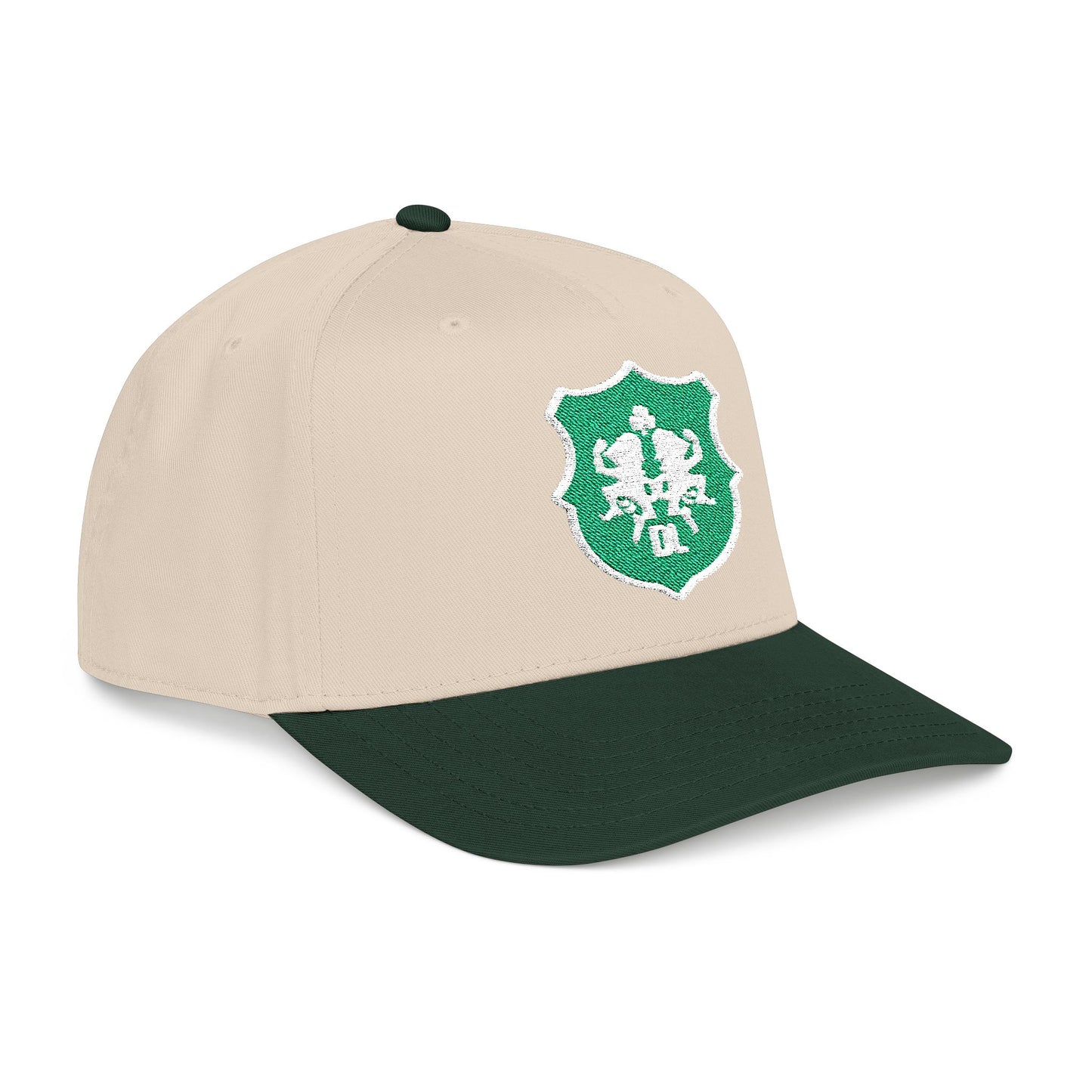 Sparkling Green Shield Baseball Cap — Sequin Crest Mid-Profile Hat