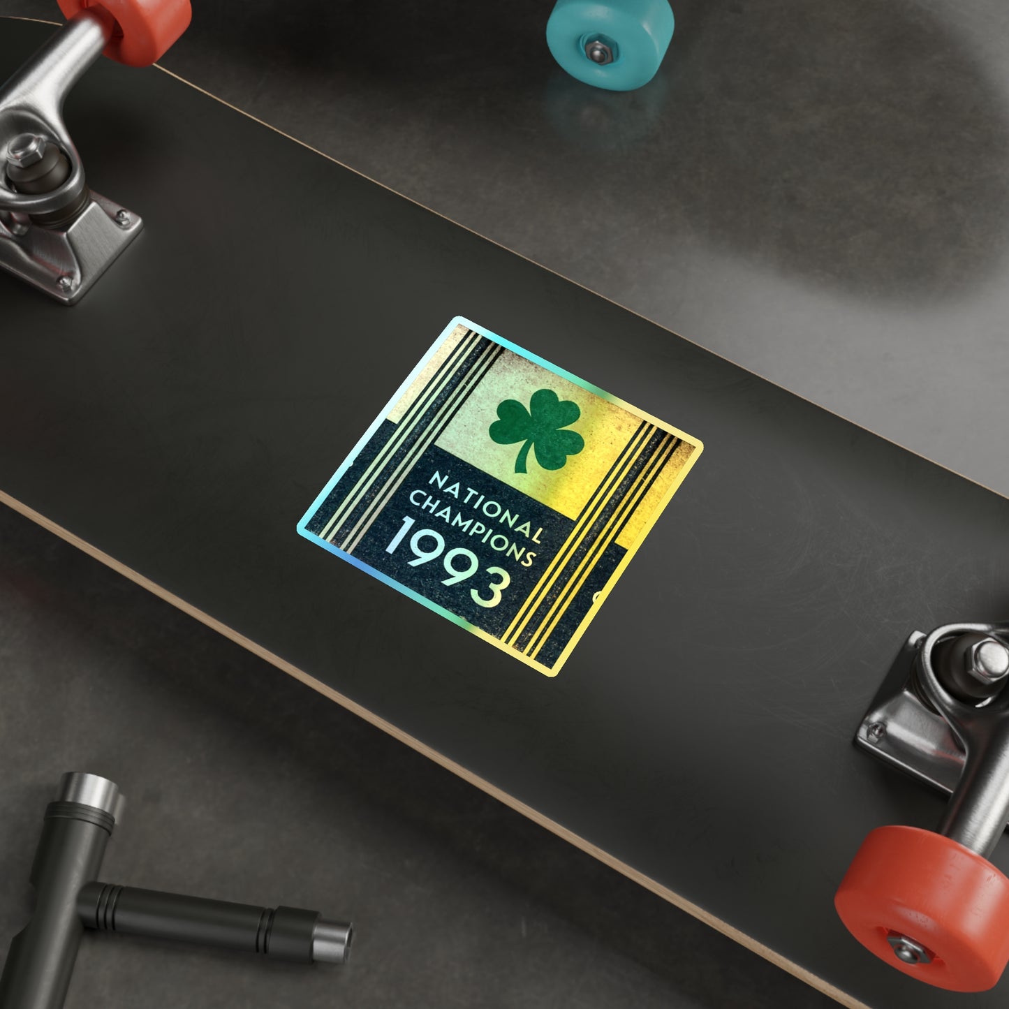 1993 National Champions - Shamrock Design - Holographic die cut sticker