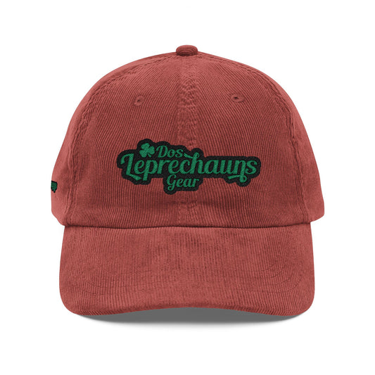 Embroidered Vintage Dos Leprechauns Corduroy Cap