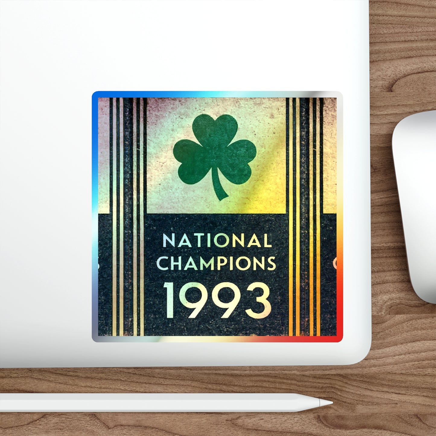 1993 National Champions - Shamrock Design - Holographic die cut sticker
