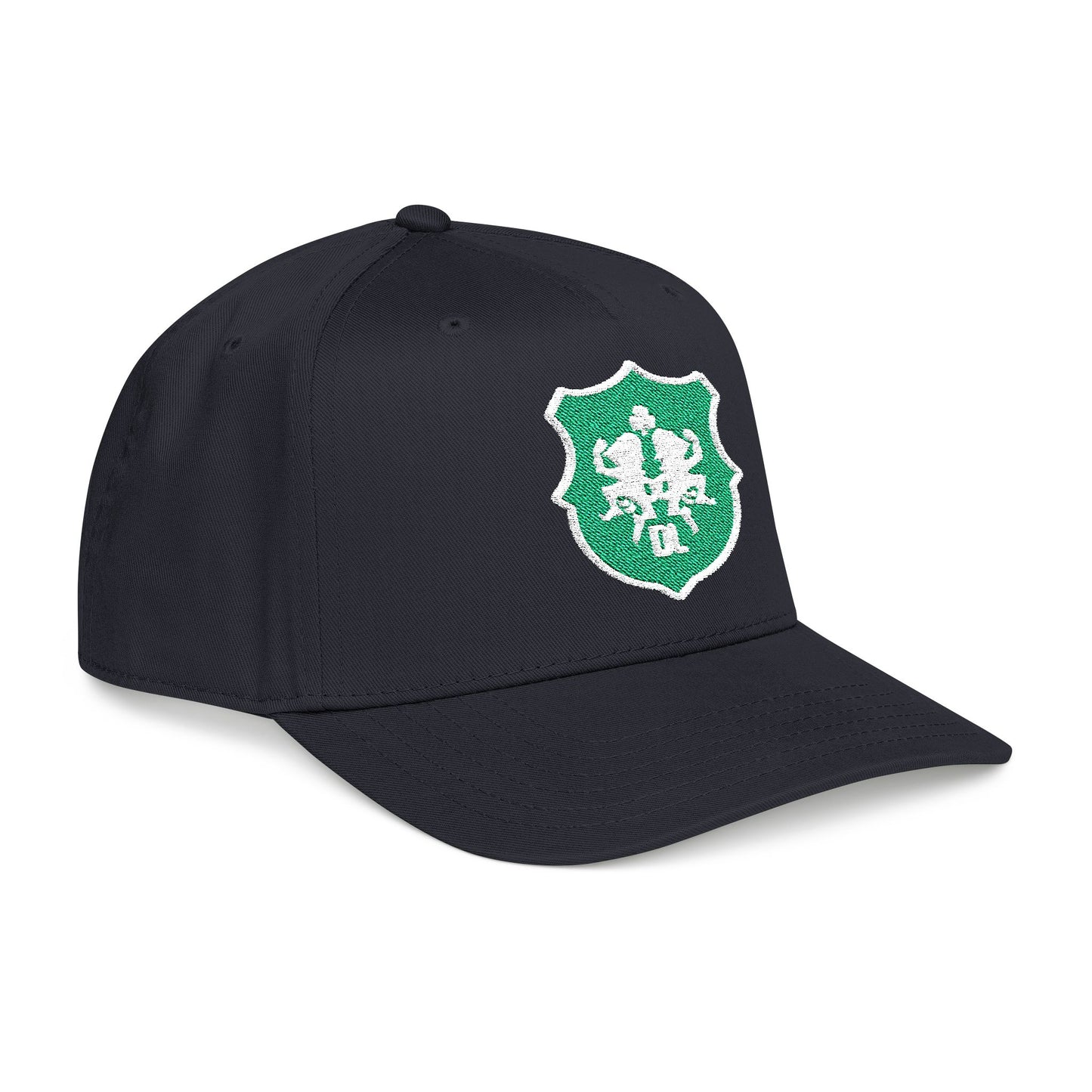 Sparkling Green Shield Baseball Cap — Sequin Crest Mid-Profile Hat