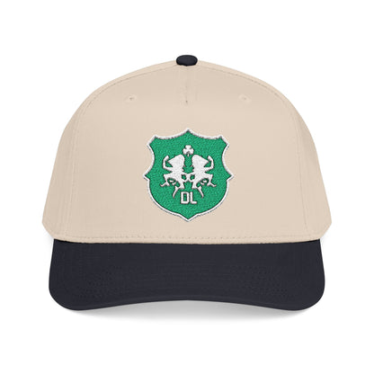 Sparkling Green Shield Baseball Cap — Sequin Crest Mid-Profile Hat