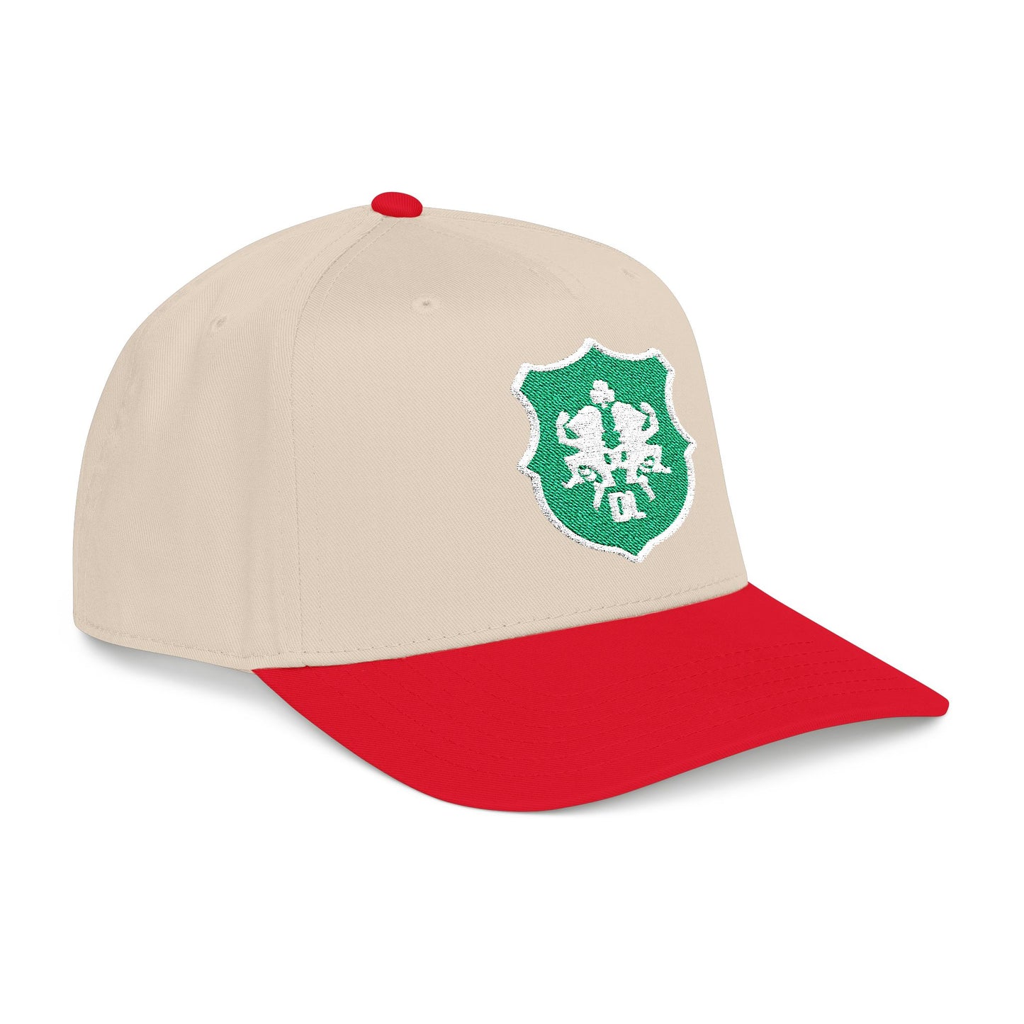 Sparkling Green Shield Baseball Cap — Sequin Crest Mid-Profile Hat