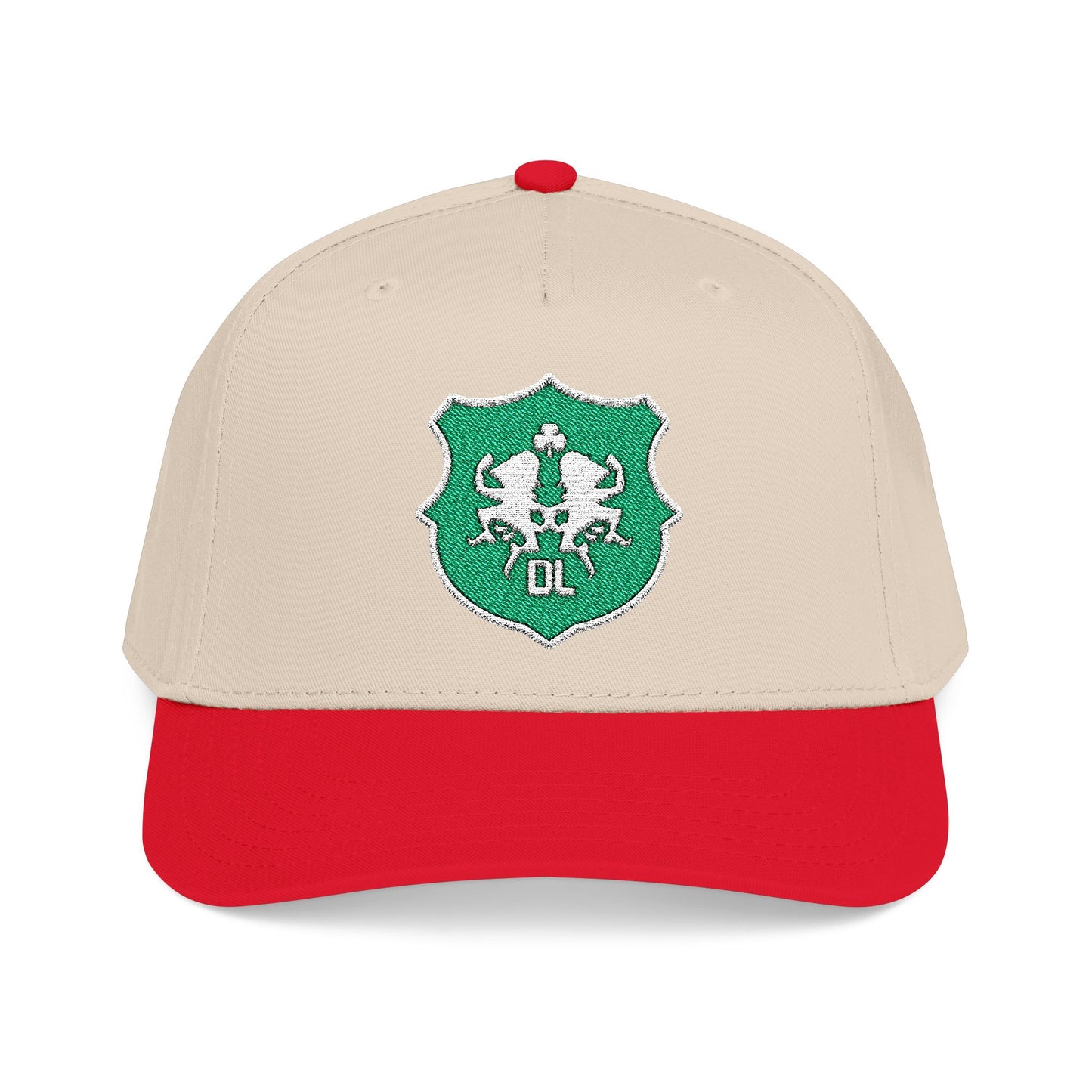 Sparkling Green Shield Baseball Cap — Sequin Crest Mid-Profile Hat