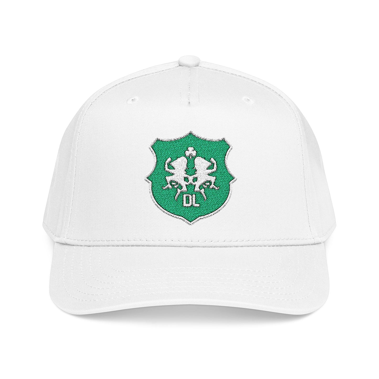 Sparkling Green Shield Baseball Cap — Sequin Crest Mid-Profile Hat
